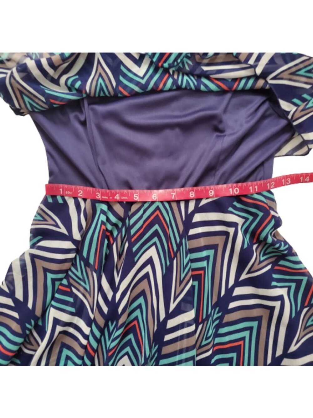 Sequin Hearts Women's Layered Look Chevron Print Sleeveless Mini Dress Size 5 - Picture 8 of 11